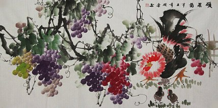当代著名美女画家 魏琪乐 花鸟 国画