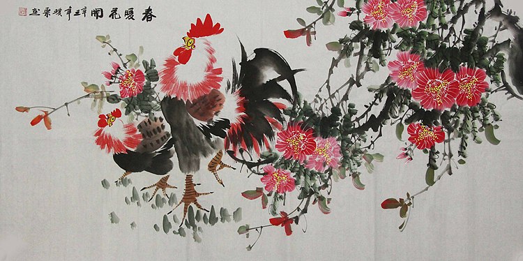 当代著名美女画家 魏琪乐 花鸟 国画