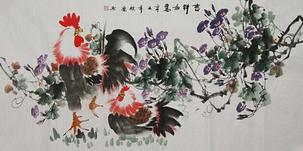 当代著名美女画家 魏琪乐 花鸟 国画