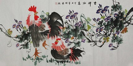 当代著名美女画家 魏琪乐 花鸟 国画