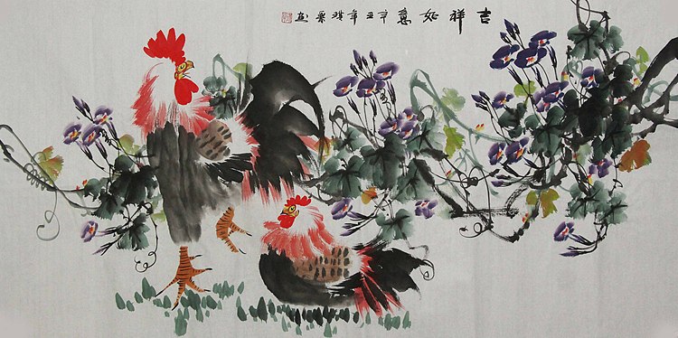 当代著名美女画家 魏琪乐 花鸟 国画