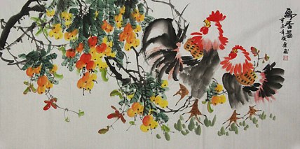 当代著名美女画家 魏琪乐 花鸟 国画