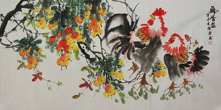 当代著名美女画家 魏琪乐 花鸟 国画