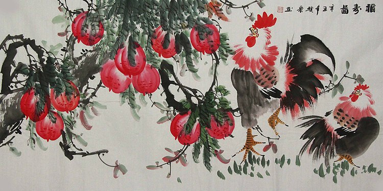 当代著名美女画家 魏琪乐 花鸟 国画