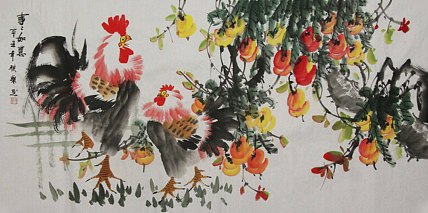 当代著名美女画家 魏琪乐 花鸟 国画