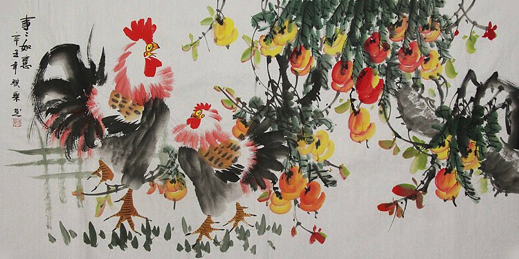 当代著名美女画家 魏琪乐 花鸟 国画