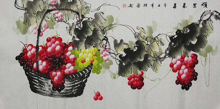 当代著名美女画家 魏琪乐 花鸟 国画