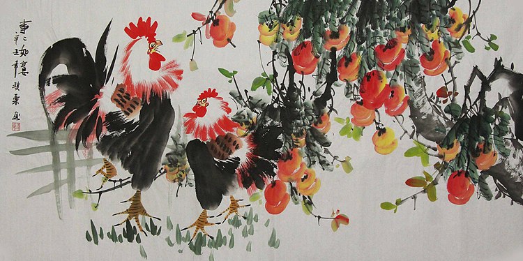 当代著名美女画家 魏琪乐 花鸟 国画