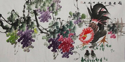 当代著名美女画家 魏琪乐 花鸟 国画