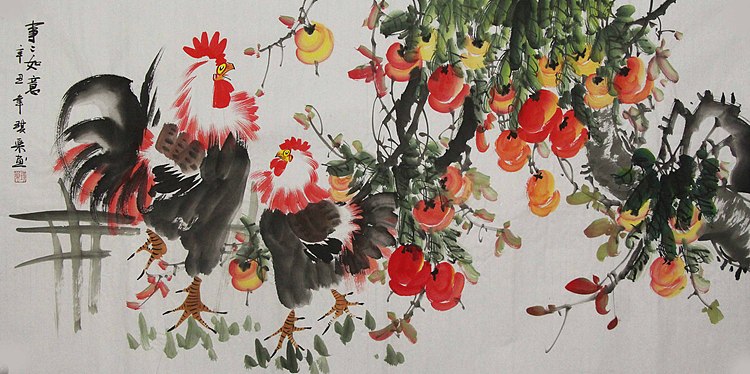 当代著名美女画家 魏琪乐 花鸟 国画