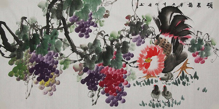 当代著名美女画家 魏琪乐 花鸟 国画