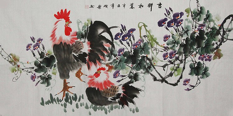 当代著名美女画家 魏琪乐 花鸟 国画