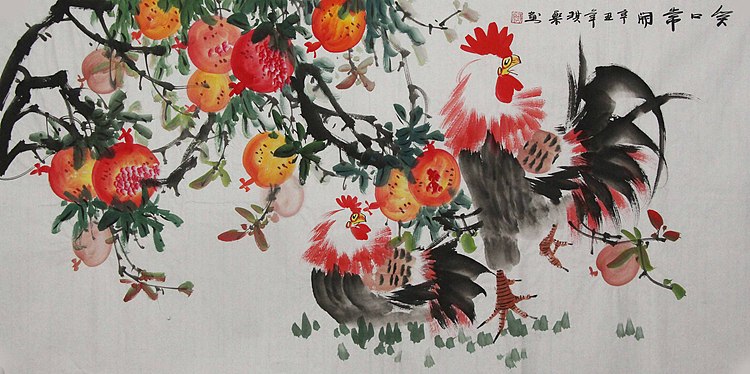 当代著名美女画家 魏琪乐 花鸟 国画