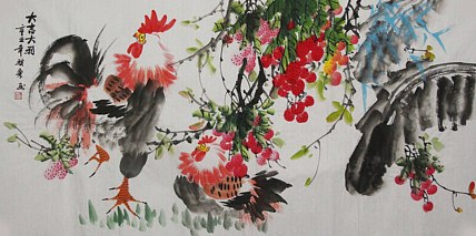 当代著名美女画家 魏琪乐 花鸟 国画