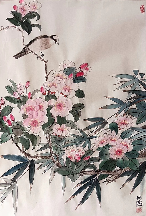 砚沐 春不老湖北美术学院艺术硕士李林国画作品
