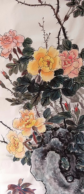 砚沐 花开登高枝湖北美术学院艺术硕士李林国画作品