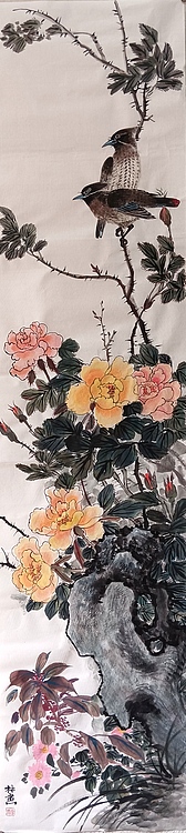 砚沐 花开登高枝湖北美术学院艺术硕士李林国画作品