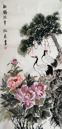 小雨 松鹤延年