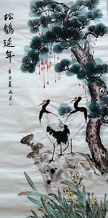 小雨 松鹤延年