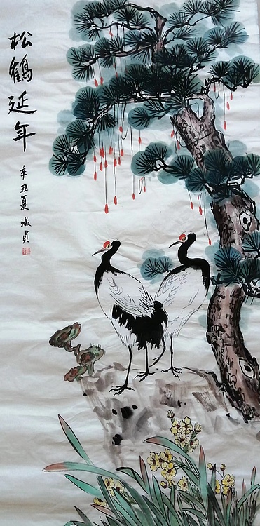 小雨 松鹤延年