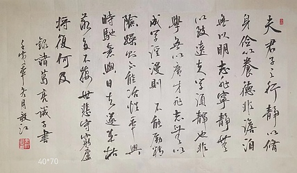 当代著名书画家 醉墨 朱毅江书法《诸葛亮诫子书》40*70厘米