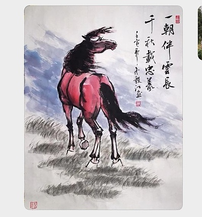 当代著名书画家 醉墨 朱毅江国画《一朝伴云长，千秋载忠义》50*70厘米