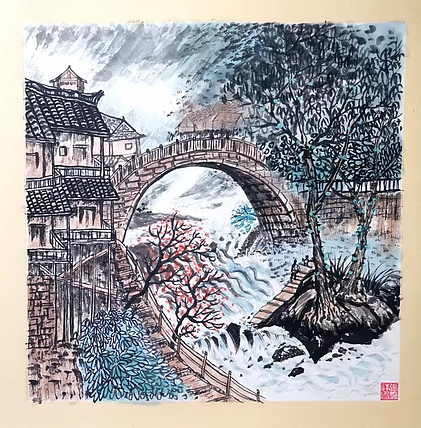 江南民居国画小品