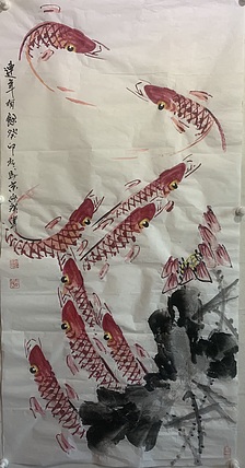 佟广伟 〈连年有余〉省市美协会员，张大千第四代传人。