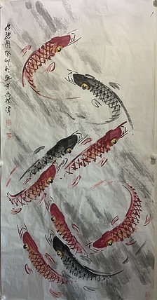 佟广伟 〈九龙图〉省市美协会员，张大千第四代传人.。
