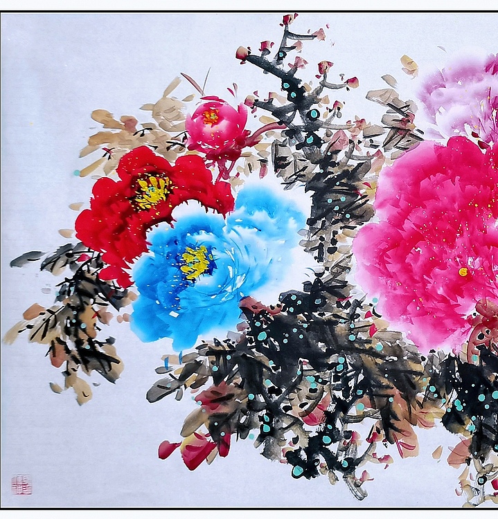 高晓林 （2407）国家一级美术师，江苏省美协会员《含烟洗露醉春风》