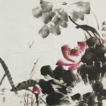 画家 刘凤池 荷花 国画