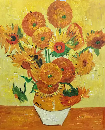 胡冰 纯手绘精品油画《向日葵》
