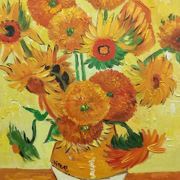 胡冰 纯手绘精品油画《向日葵》