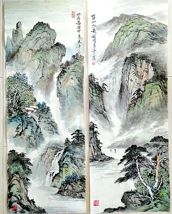 职业书画家 于恩沛 山水两条幅