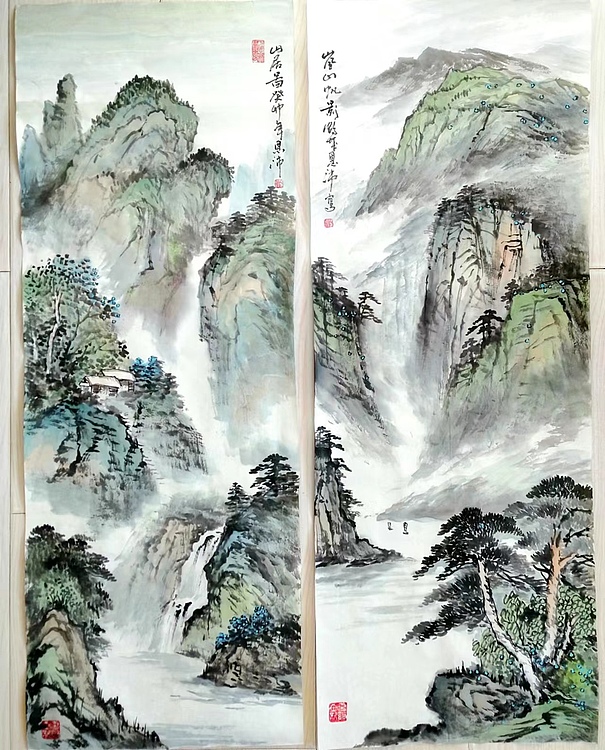 职业书画家 于恩沛 山水两条幅