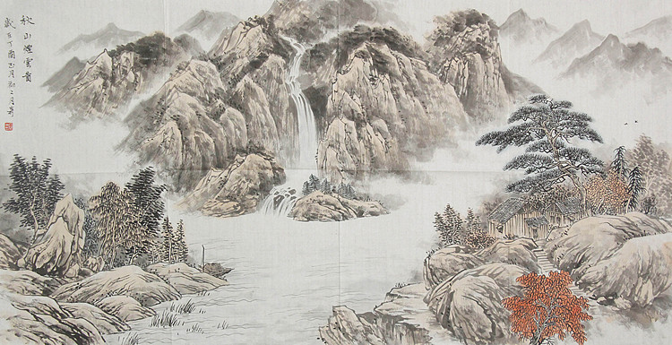 河北省美术家协会会员 张月奇 秋山烟云图