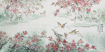 画家 艺兴 桃源仙境 花鸟国画