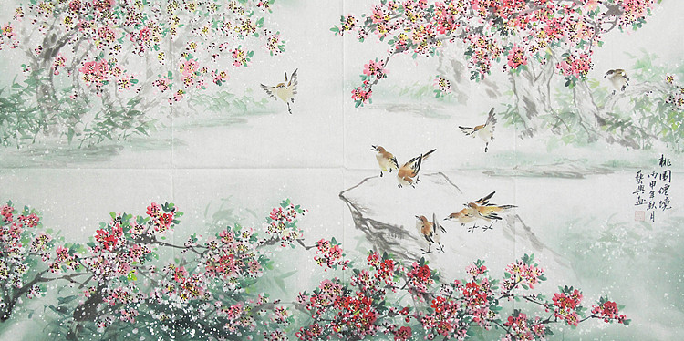 画家 艺兴 桃源仙境 花鸟国画