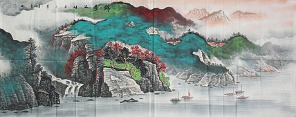画家 韦建 泼墨山水精品