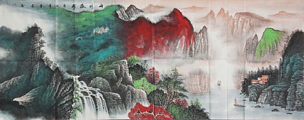 画家 韦建 泼墨山水精品