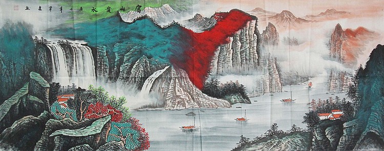 画家 韦建 泼墨山水精品