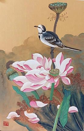 砚沐 荷花湖北美术学院艺术硕士李林国画作品