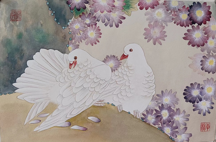 砚沐 嬉戏湖北美术学院艺术硕士李林国画作品