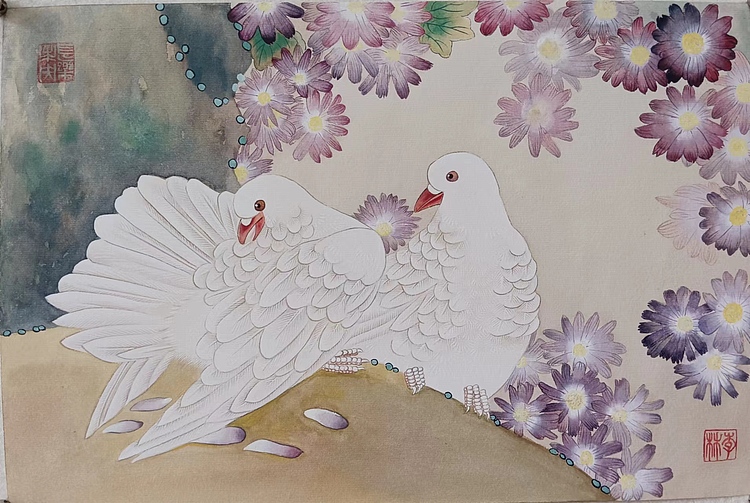 砚沐 嬉戏湖北美术学院艺术硕士李林国画作品