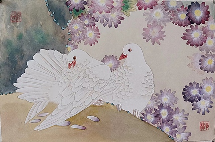 砚沐 嬉戏湖北美术学院艺术硕士李林国画作品