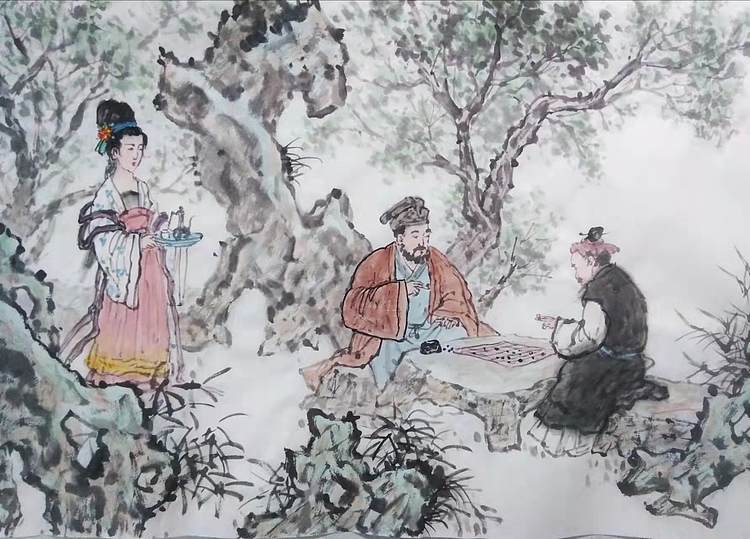 佘世忠 春园手谈图