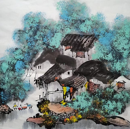 画家 高兴 水乡春色