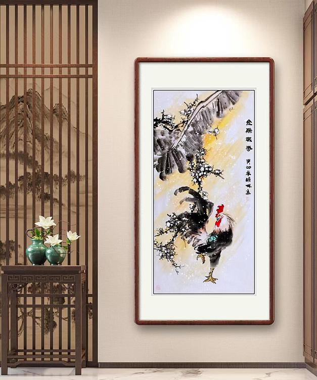 高晓林 （3868）国家一级美术师，江苏省美协会员四尺中堂《金鸡报》