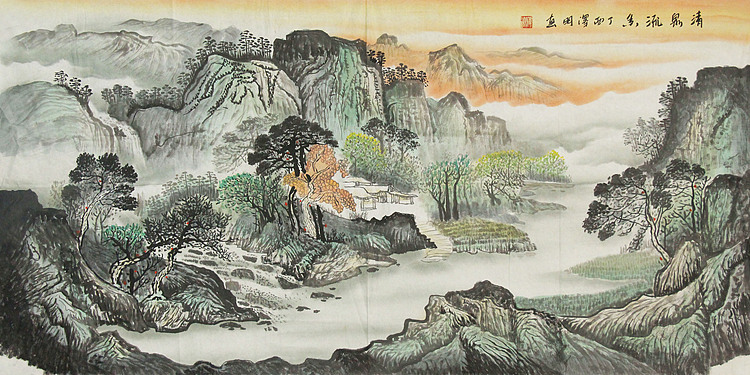 画家 泽明 清泉留香 四尺山水