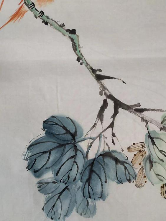 刘超 小写意花鸟梧桐绶带
